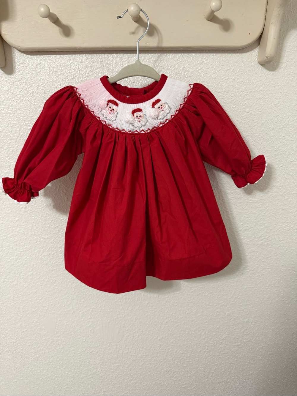 Red Smocked Santa Holiday Dress for Girls